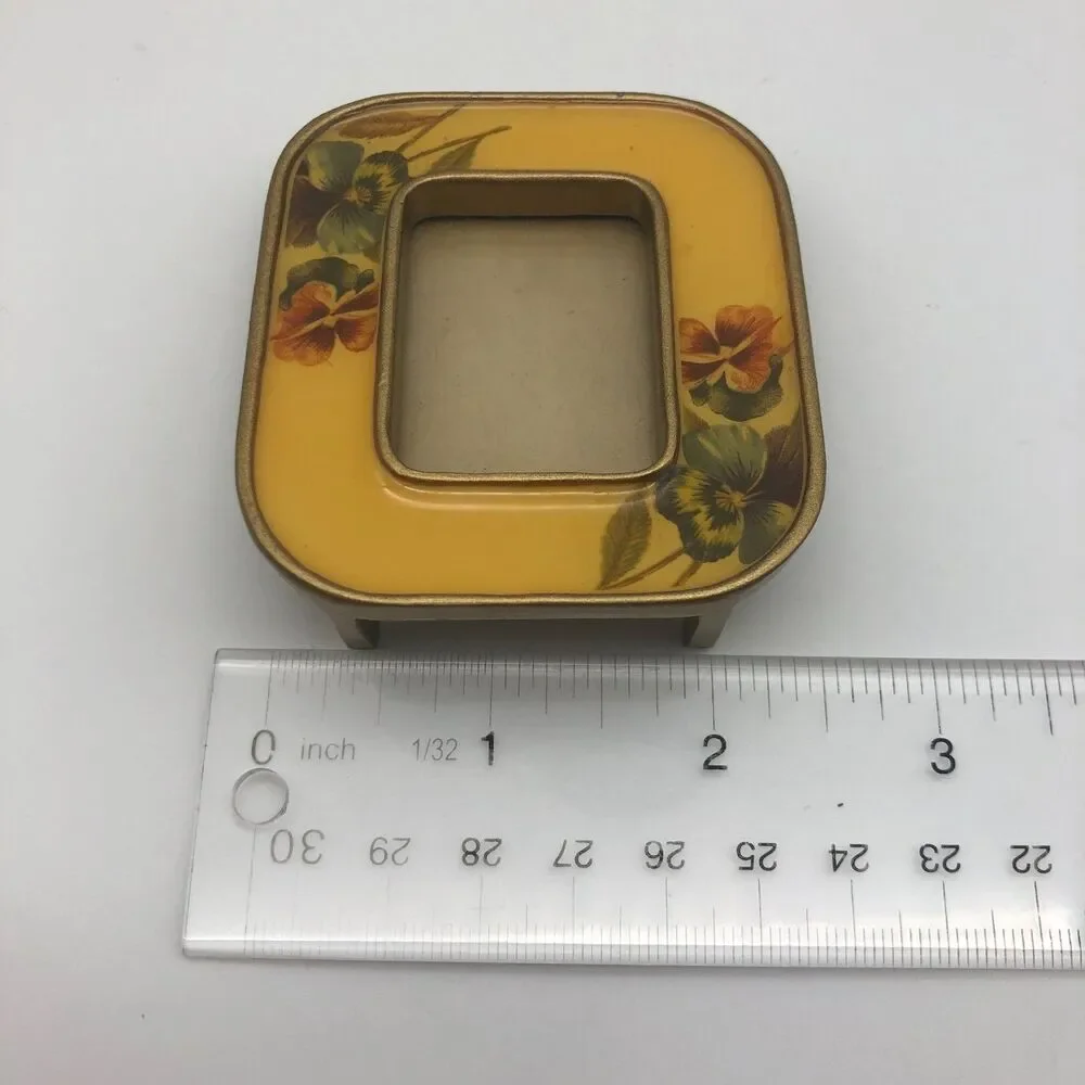 Bucklers NY Enamel Photo Frames Set of 2 Yellow Floral VINTAGE